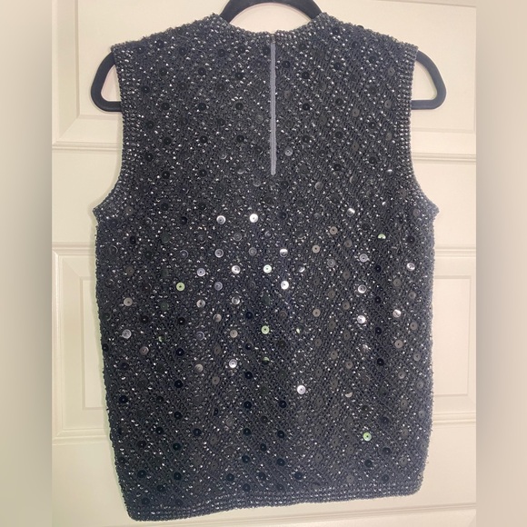 Vintage Cyn Les 50s 60s Hand beaded black top - Picture 4 of 4